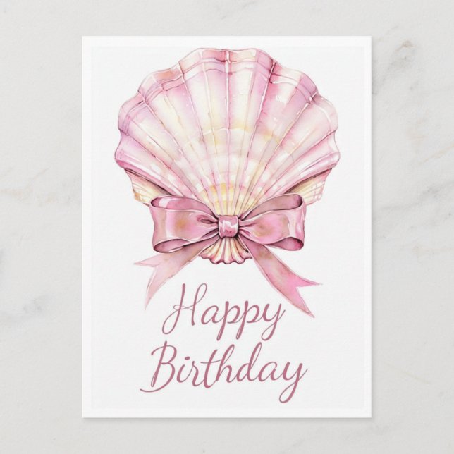 Elegant Watercolor Birthday Card with Scalloped  (Front)