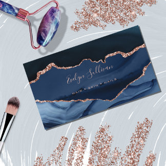 elegant watercolor blue agate business card