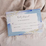 Elegant Watercolor Blue and Gold Bat Mitzvah RSVP Card<br><div class="desc">These gorgeous and elegant Bat Mitzvah rsvp response cards feature trendy watercolor painterly strokes in feminine shades of light blue and dark blue,  with faux gold glitter look confetti.</div>