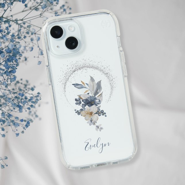 Elegant Watercolor Blue Botanical Custom  Speck iPhone Case (Creator Uploaded)