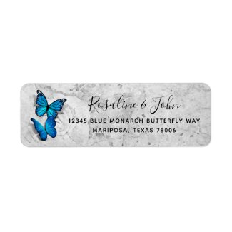 Elegant Watercolor Blue Butterfly Return Address Label