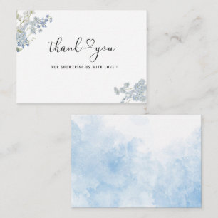 Elegant Watercolor Blue Floral Baby shower Note Card