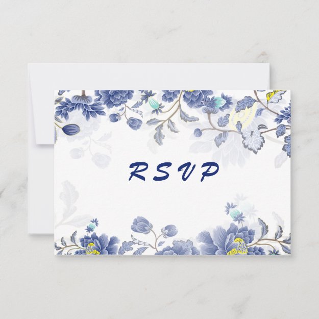 Elegant Watercolor Blue Floral Botanical Wedding