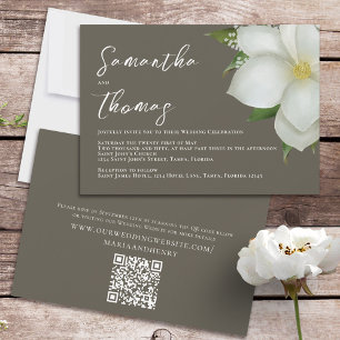 Elegant Watercolor Blue Floral Dusty Greenery Invitation