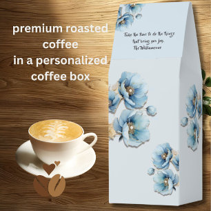 ELEGANT WATERCOLOR BLUE FLORAL MESSAGE ROASTED COFFEE