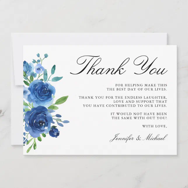 Elegant Watercolor Blue flowers Thank You Card | Zazzle