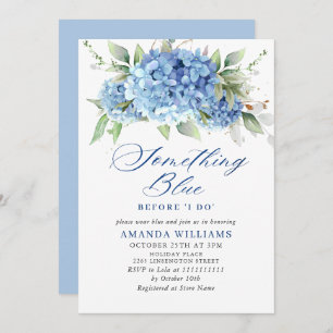 Elegant Watercolor Blue Hydrangea BRIDAL SHOWER Invitation