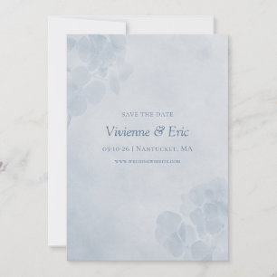 Elegant Watercolor Blue Hydrangea Coastal Wedding Save The Date