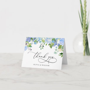 Elegant Watercolor Blue Hydrangea Floral Thank You Card