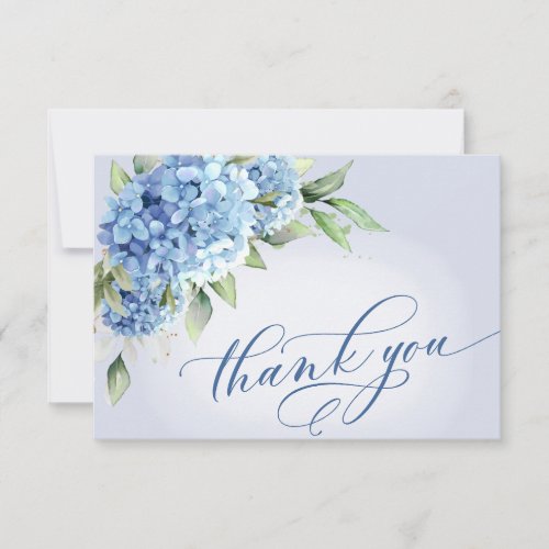 Elegant Watercolor Blue Hydrangea Floral Thank You Card