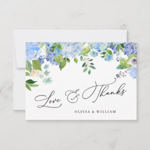 Elegant Watercolor Blue Hydrangea Floral Thank You Card