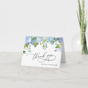 Elegant Watercolor Blue Hydrangea Floral Thank You Card