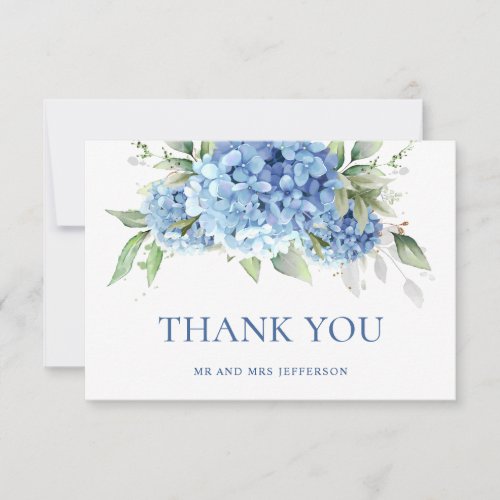 Elegant Watercolor Blue Hydrangea Floral Thank You Card