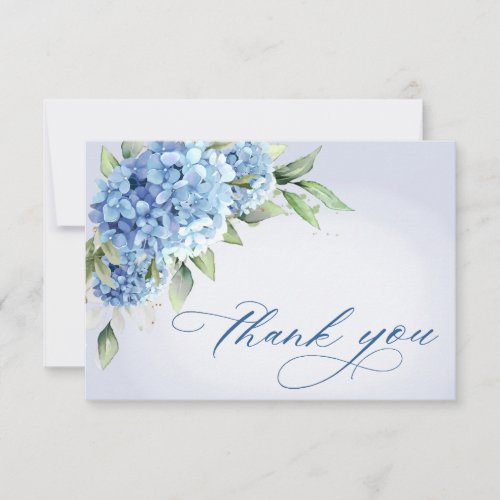 Elegant Watercolor Blue Hydrangea Floral Thank You Card