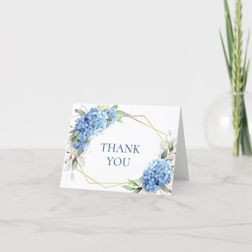 Elegant Watercolor Blue Hydrangea Flower Simple Thank You Card