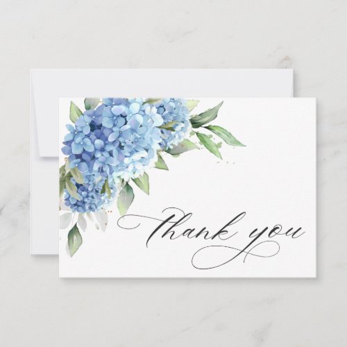 Elegant Watercolor Blue Hydrangea Flower Thank You