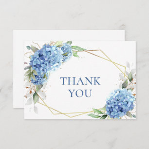 Elegant Watercolor Blue Hydrangea Flowers Simple Thank You Card