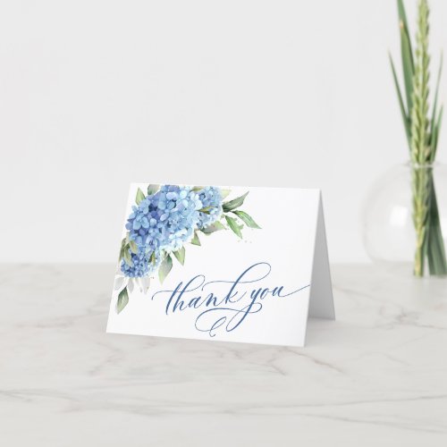 Elegant Watercolor Blue Hydrangea Flowers Simple Thank You Card