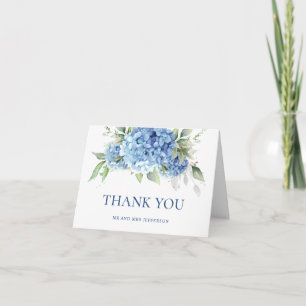 Elegant Watercolor Blue Hydrangea Flowers Simple Thank You Card