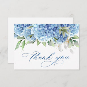 Elegant Watercolor Blue Hydrangea Flowers Simple Thank You Card