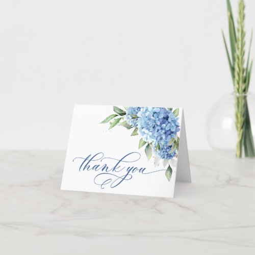 Elegant Watercolor Blue Hydrangea Flowers Simple  Thank You Card