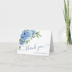 Elegant Watercolor Blue Hydrangea Flowers Simple Thank You Card