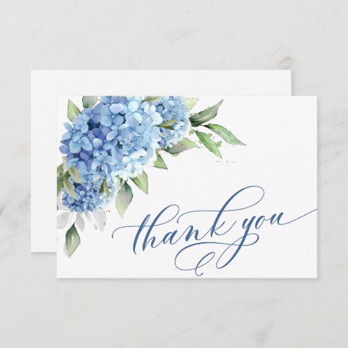 Elegant Watercolor Blue Hydrangea Flowers Simple  Thank You Card