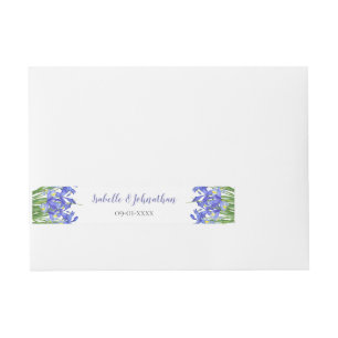 Elegant Watercolor Blue Irises Wedding Wrap Around Address Label