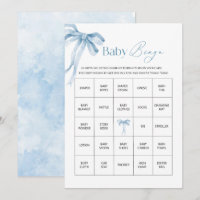 Elegant Watercolor Blue Ribbon Bow Boy Baby Shower