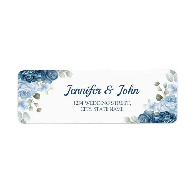 Elegant Watercolor Blue Rose Floral Return Address Label | Zazzle