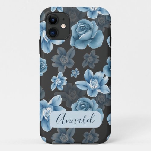 elegant watercolor blue roses  Case_Mate iPhone ca iPhone 11 Case