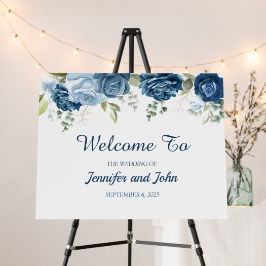 Elegant Watercolor Blue Roses Floral Wedding