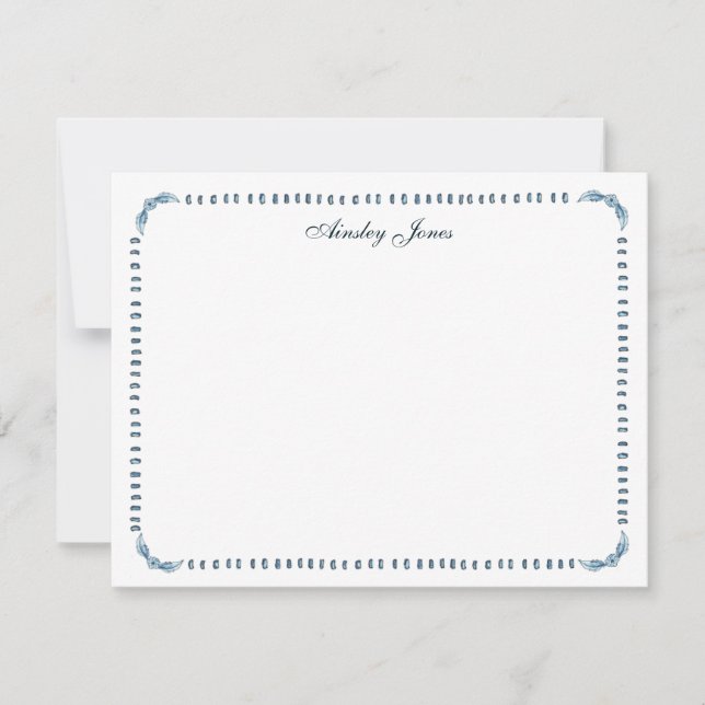 Elegant watercolor Blue & white border  Thank You Card (Front)