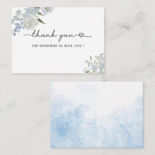 Elegant Watercolor Blue Wildflowers Baby shower Note Card