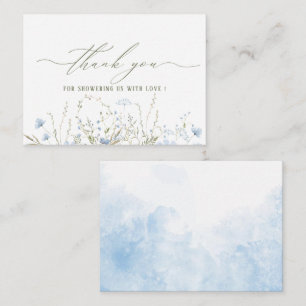 Elegant Watercolor Blue Wildflowers Baby shower Note Card