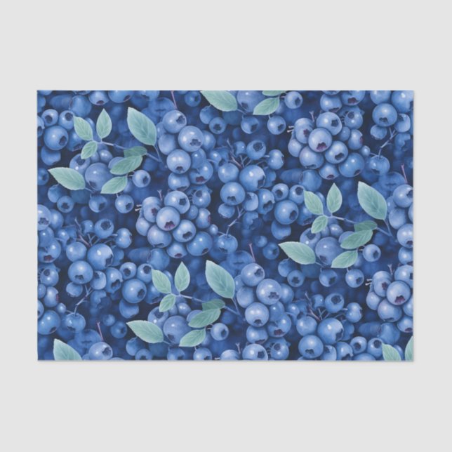 Elegant Watercolor Blueberries Tissue Paper (Front)