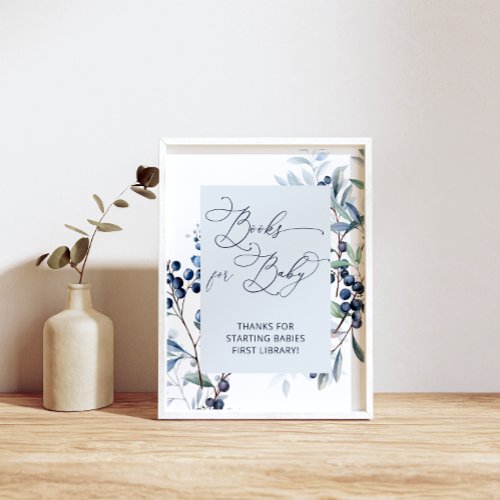 Elegant Watercolor Blueberry Books for Baby Poster