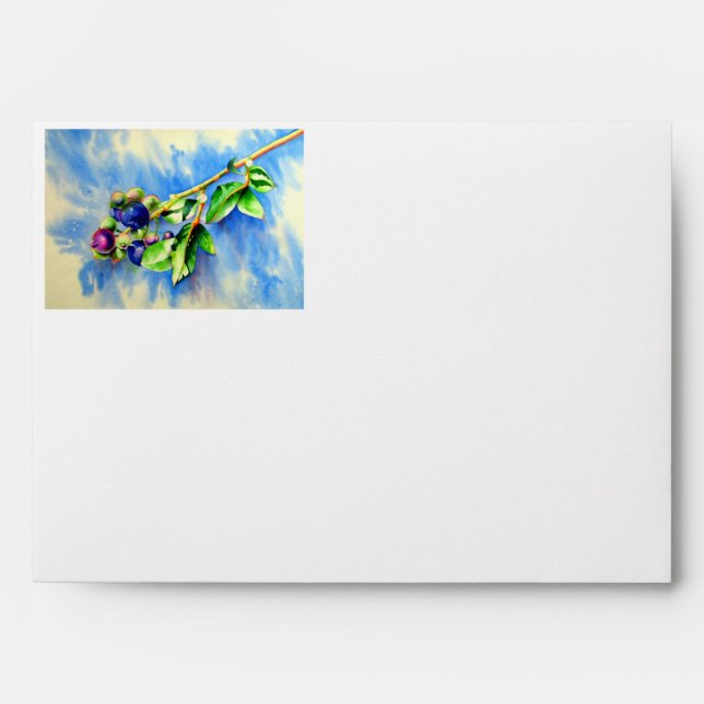 Elegant watercolor blueberry painting envelope (Front)