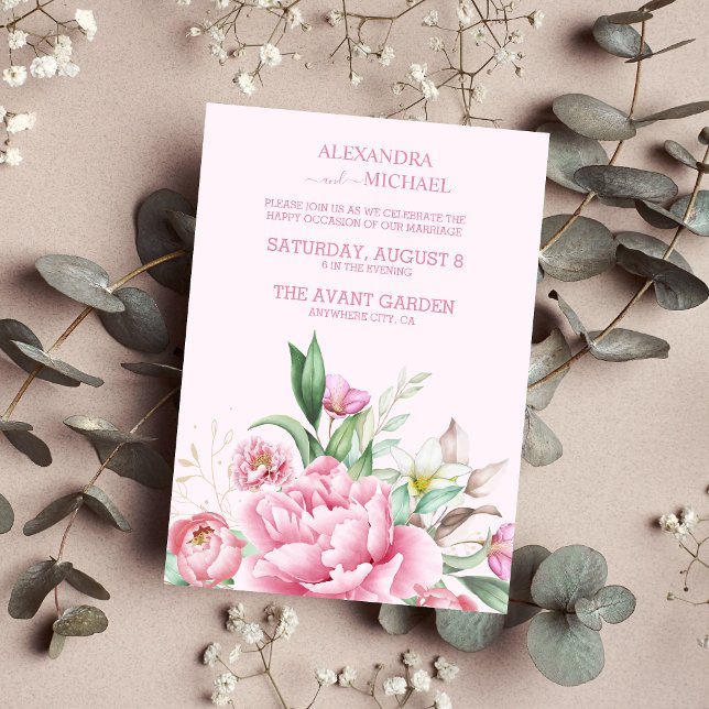 Elegant Watercolor Blush Dusty Rose Floral Wedding Invitation (Creator Uploaded)