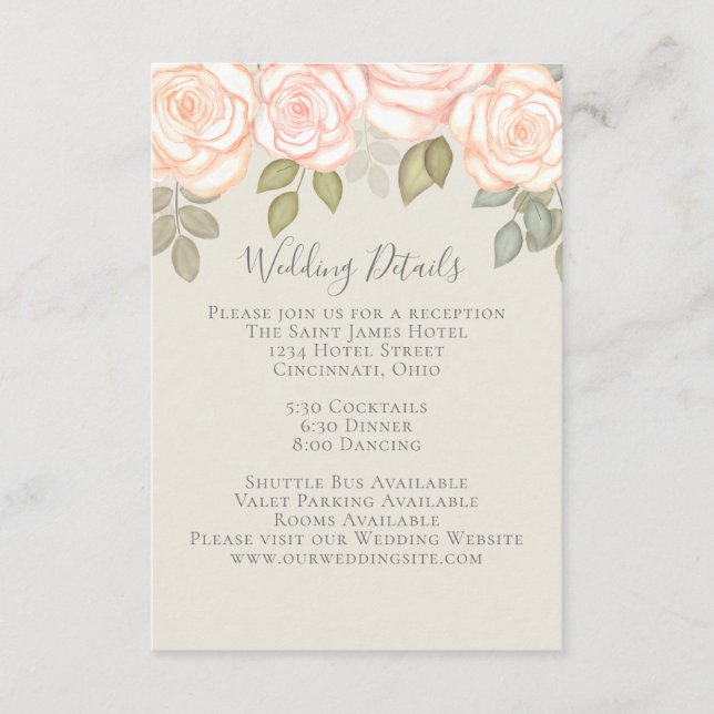 Elegant Watercolor Blush Floral Calligraphy Photo Enclosure Card (Front)