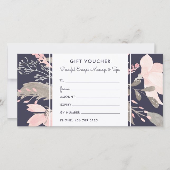 Elegant Watercolor Blush Pink Gift Voucher (Front)