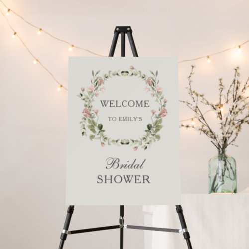 Elegant Watercolor Blush Pink Roses Bridal Shower Foam Board