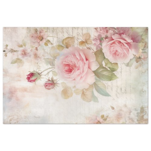 Elegant watercolor blush pink roses ephemera tissue paper