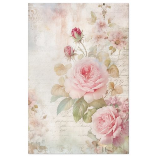 Elegant watercolor blush pink roses ephemera tissue paper