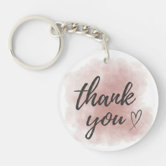 Elegant Watercolor Blush Pink Thank You Heart Keyc Keychain