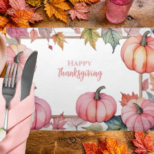 Elegant Watercolor Blush Pumpkin Frame Cloth Placemat