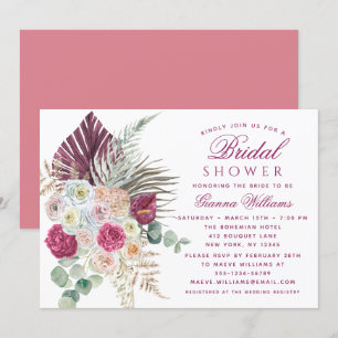 Elegant Watercolor Boho Floral Bridal Shower Invitation