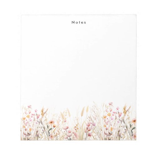 Elegant Watercolor Boho Floral Personalized  Notepad