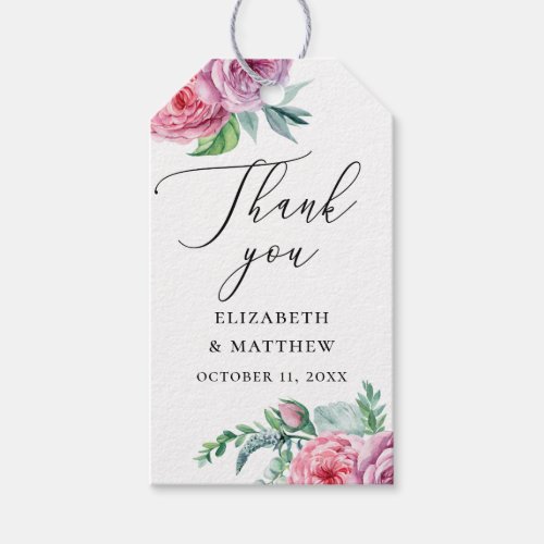 Elegant watercolor boho floral wedding thank you gift tags