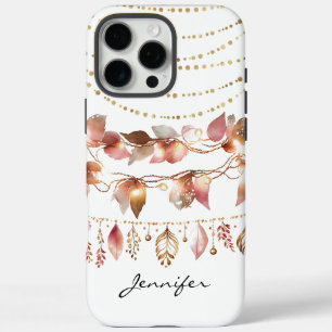 Elegant Watercolor Boho Indian Leaf iPhone 16 Pro Max Case